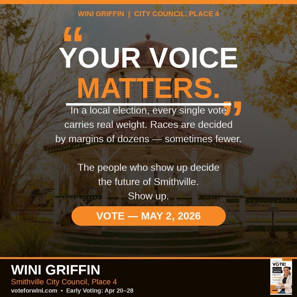 Wini Griffin for City Council ad - Your Voice Matters, Vote May 2