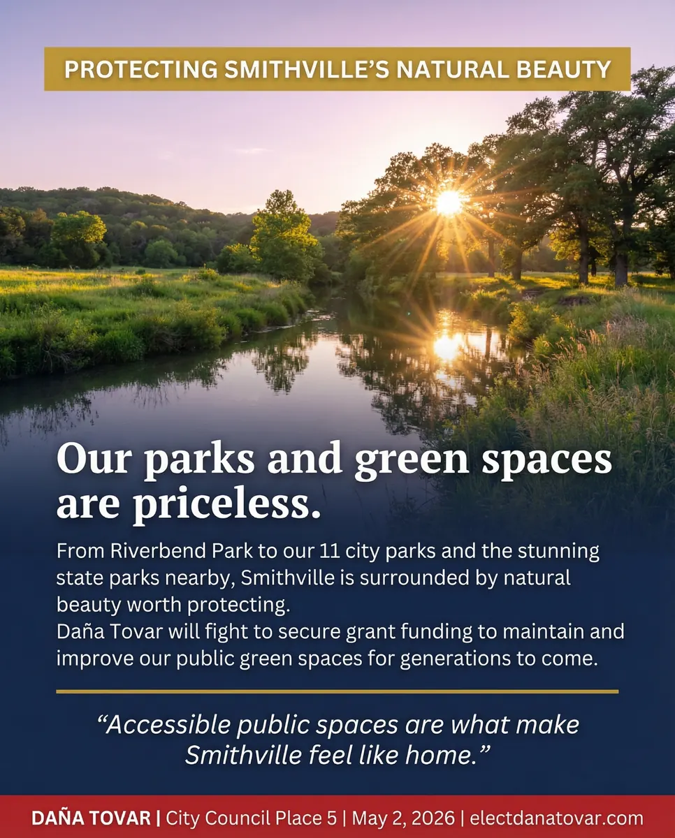 Daňa Tovar campaign ad - Protecting Smithville's natural beauty and parks